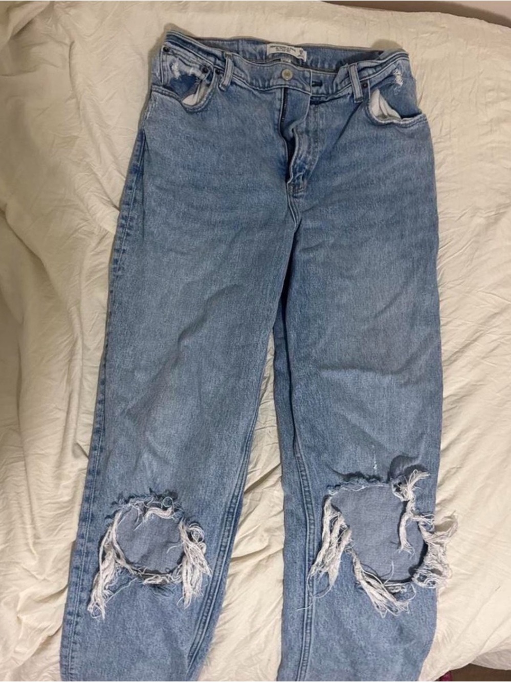 Abercrombie &Fitch 29/8L Classic High-Rise Distressed Women’s Jeans - Light Blue